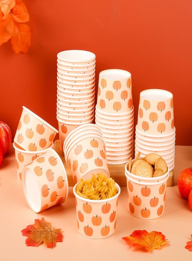 AimFun 50 Pcs Fall Treat Snack Cups Pumpkins Ice Cream Cups 9oz Thanksgiving Autumn Disposable Paper Dessert Bowls for Sundae Frozen Hot Cold Soup Birthday Baby Shower Party Supplies - Image 4